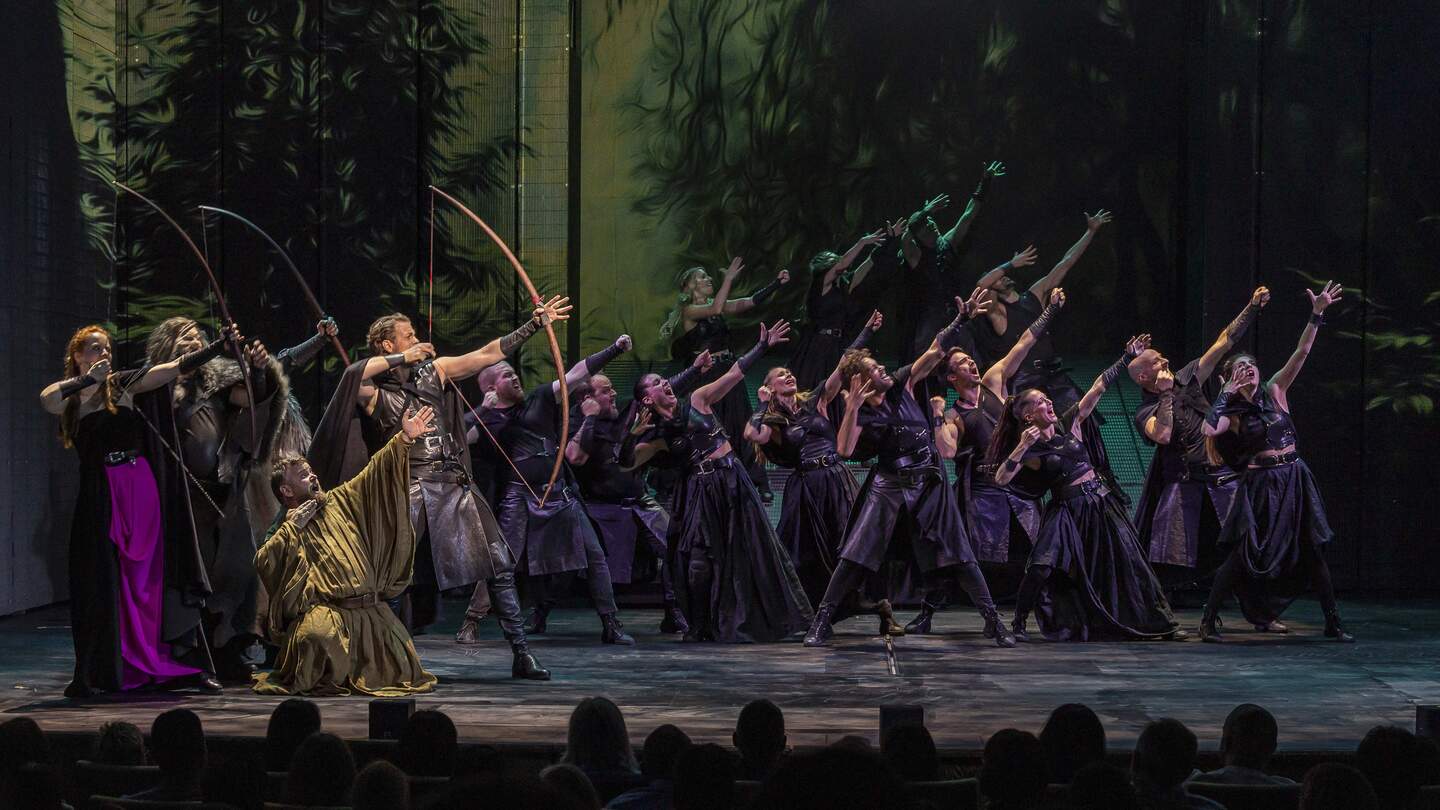 Robin Hood und die Outlaws im Kampf gegen die Ungerechtigkeit - Szenenbild Robin Hood Musical | © spotlight musicals, Peter Scholz